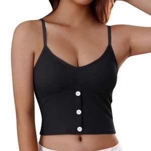 Cute Tank Top, Crop Top Padded Bra - Black NWT